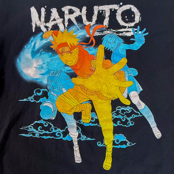 Vintage 2007 Naruto Shippuden T-Shirt Adult Large Black Anime Graphic Tee Rare - Picture 3 of 6